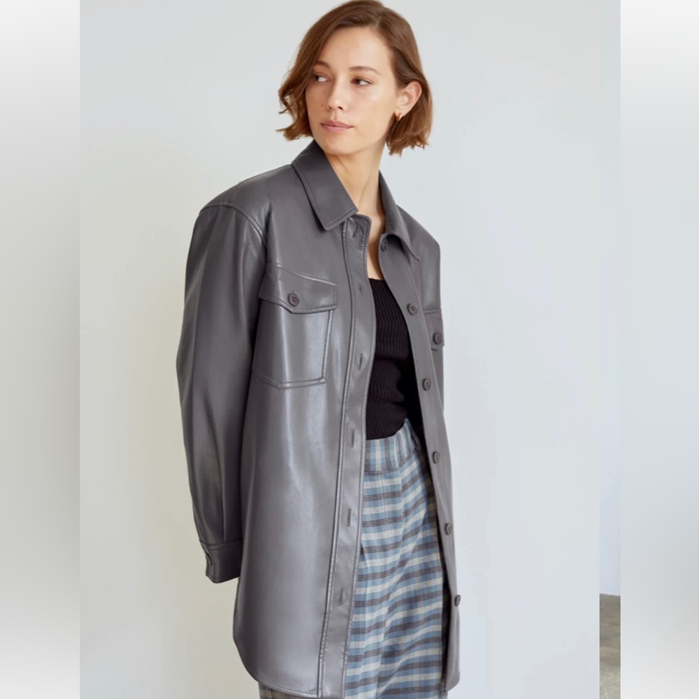 NWT Aritzia Ganna vegan leather shirt jacket.